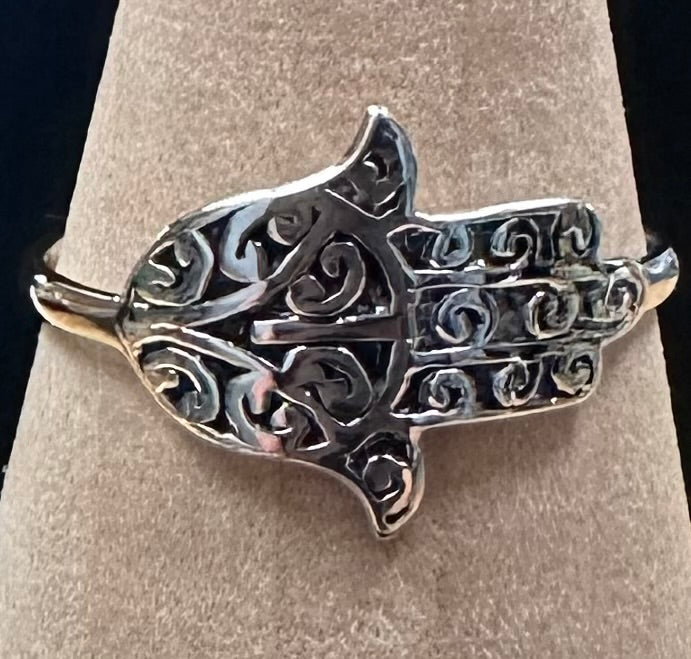 Anillo de plata de ley 925 con mano de Fátima