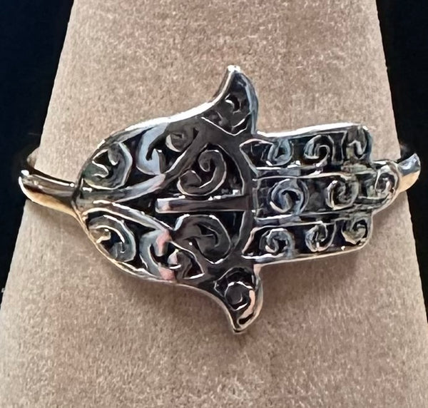 Hamsa Hand Sterling Silver .925 Ring