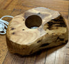 Base de luz tallada en madera de loto