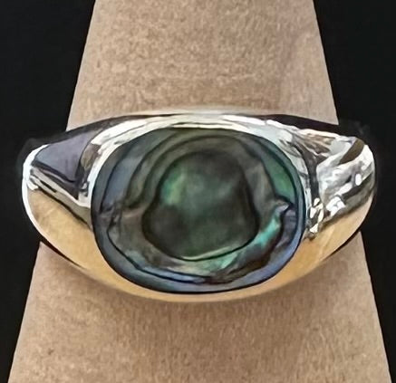 Stunning newest 925 Sterling Silver Abalone Ring