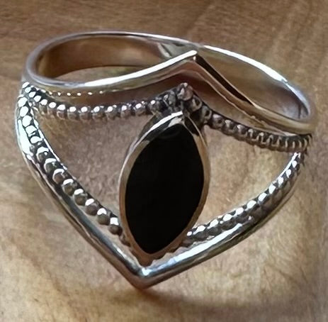 Black Agate Sterling Silver Rings