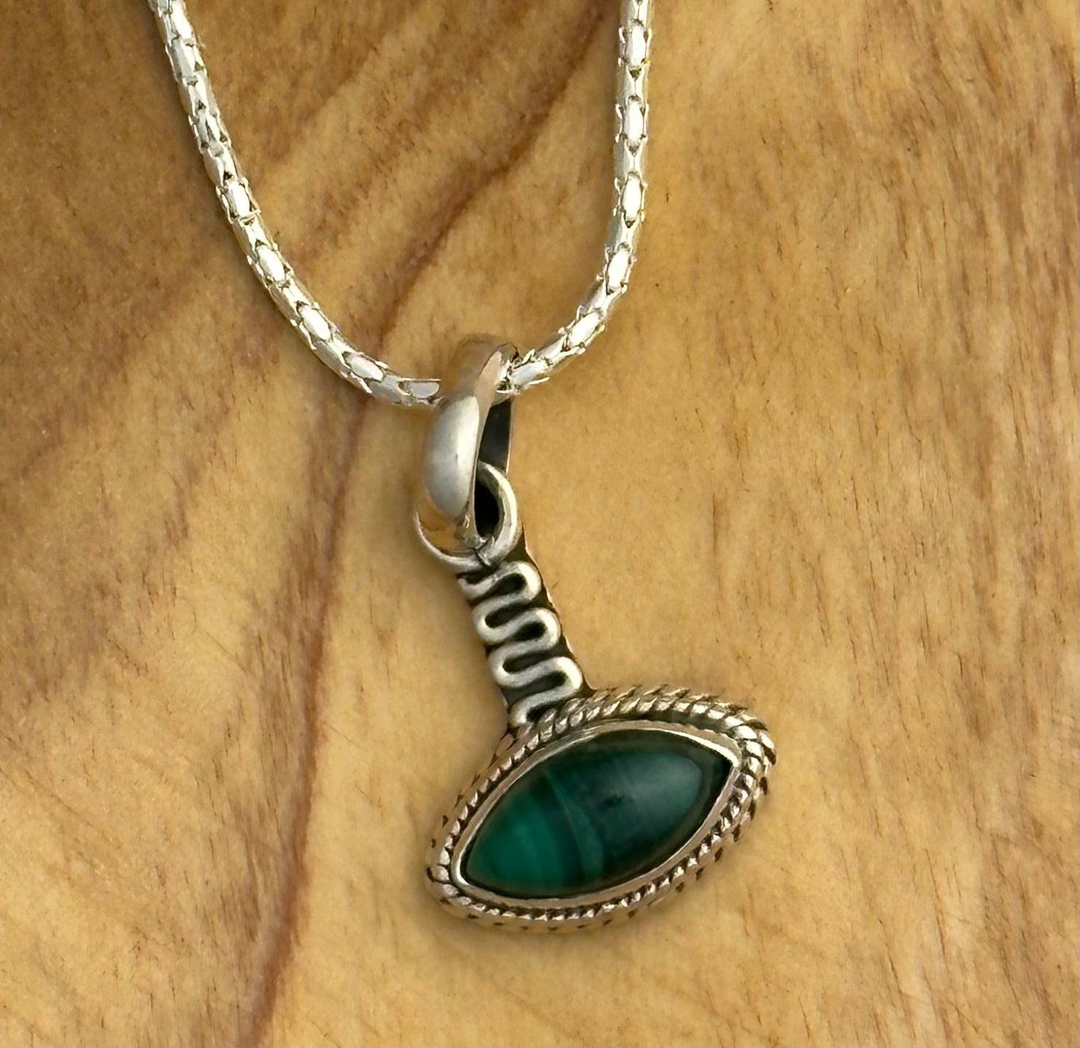 Sterling Silver Snake Eye & Crystal 18” Necklace