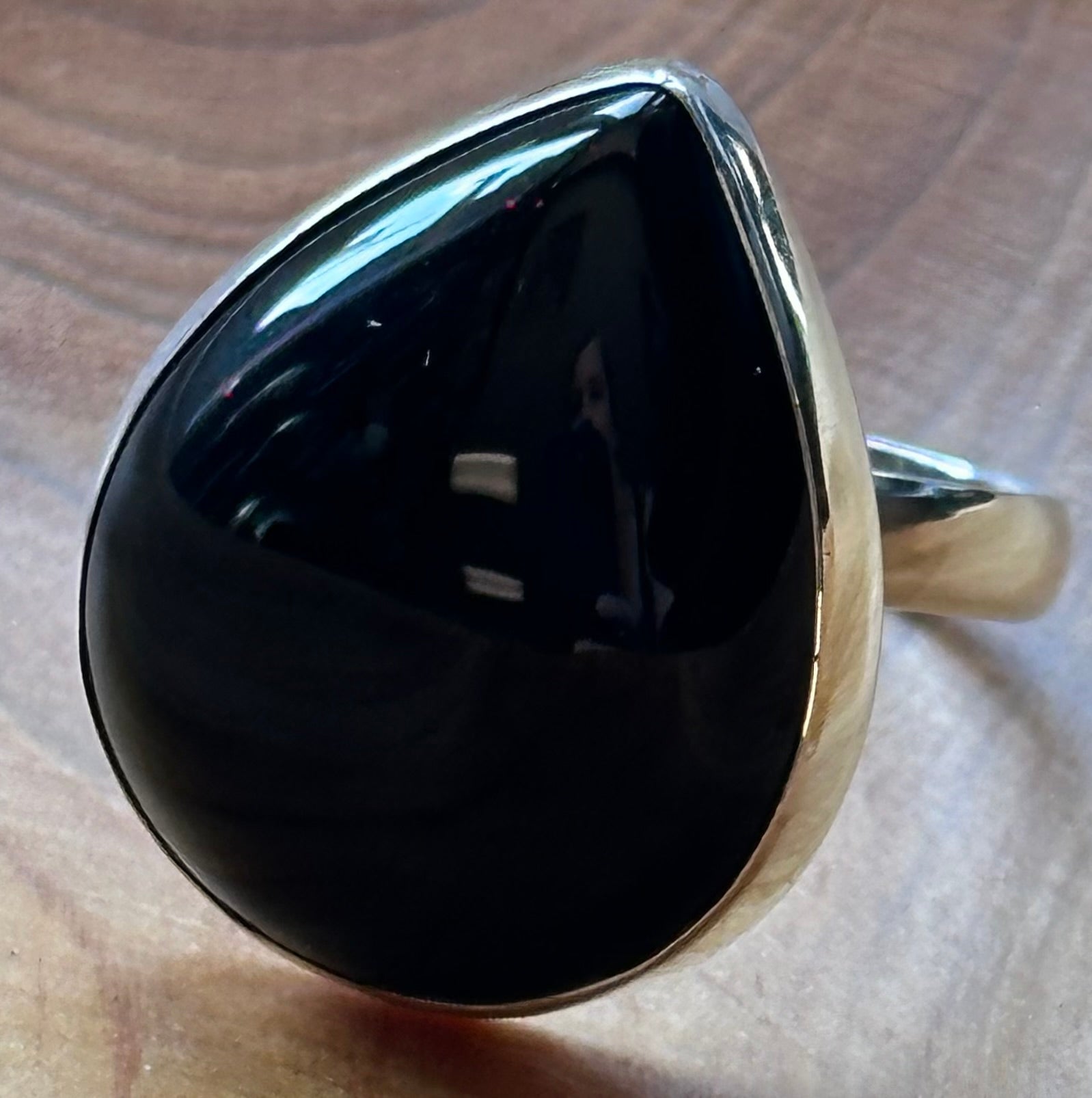 Black Agate Sterling Silver Rings