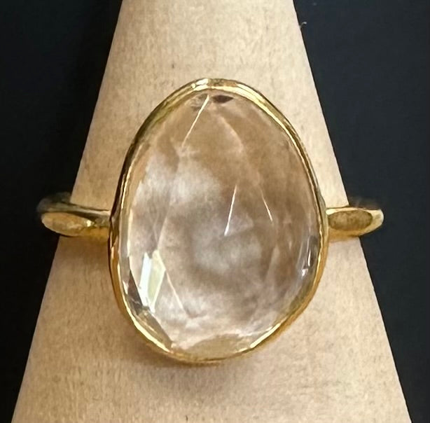 Cuarzo cristal oro 18k sobre plata de ley