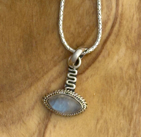 Sterling Silver Snake Eye & Crystal 18” Necklace