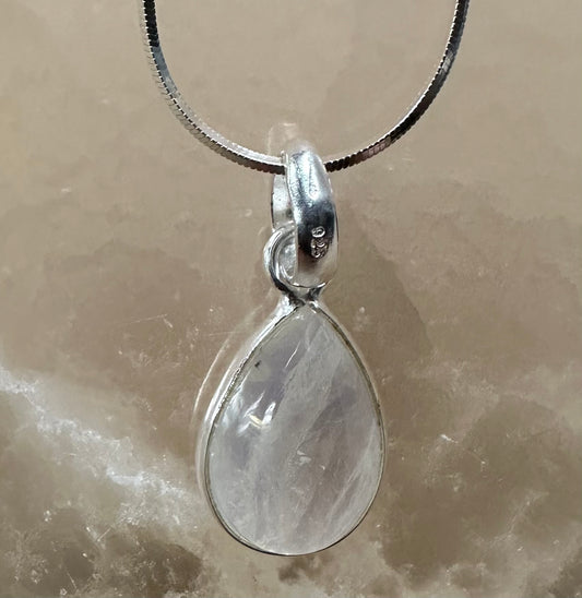 Moonstone Teardrop & Sterling Silver .925 18” Necklace