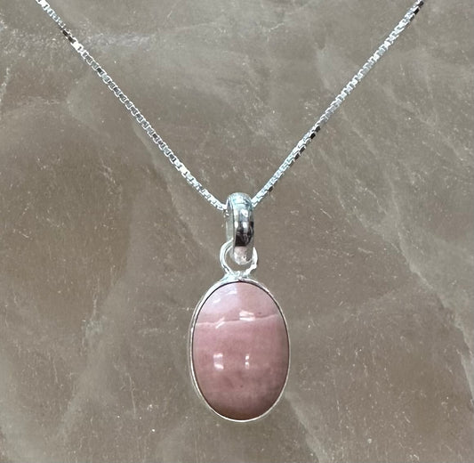 Pink Opal Sterling Silver 18” Necklace