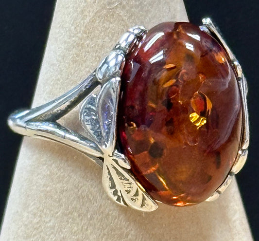 Baltic Amber & Sterling Silver Rings