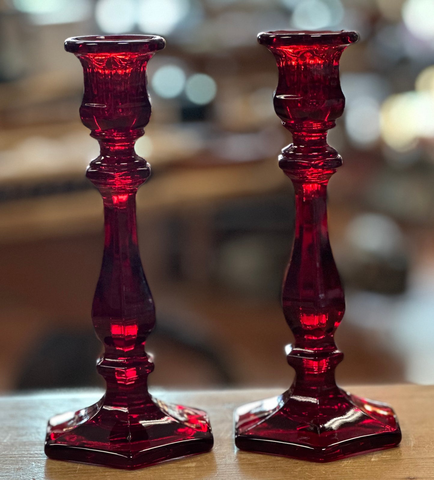 Red Glass Candlesticks