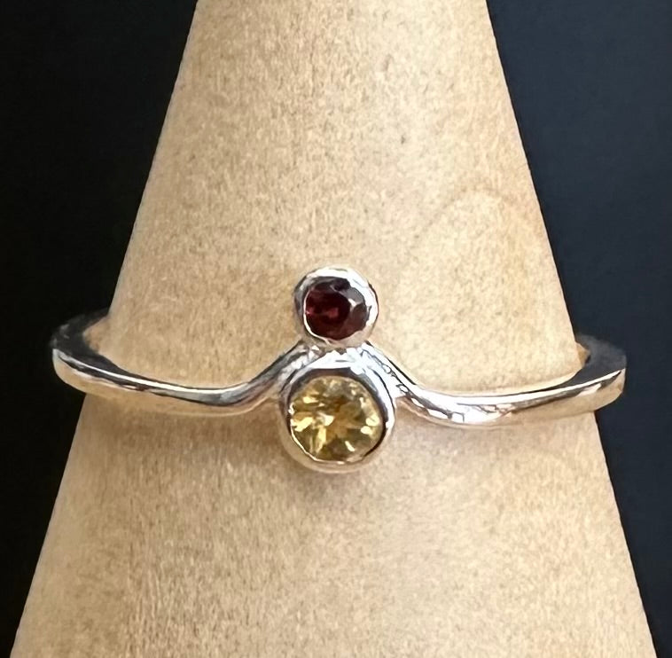 Citrine & Garnet Sterling Silver Ring