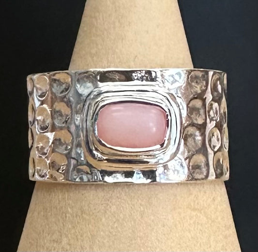 Pink Opal Sterling Silver Band