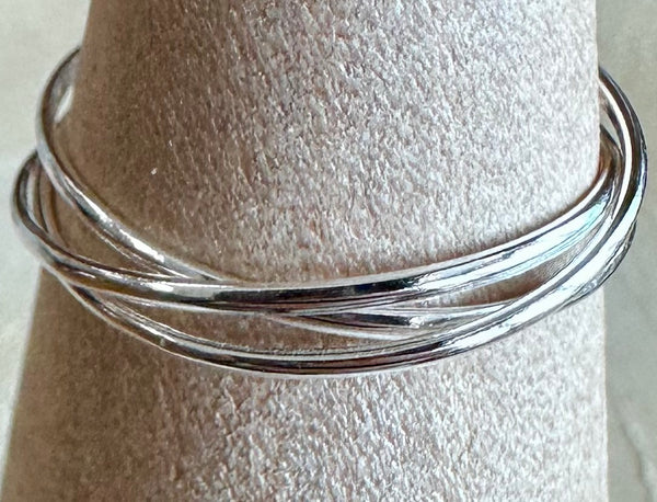 Interlocked Triple Dainty Banded Sterling Silver Ring