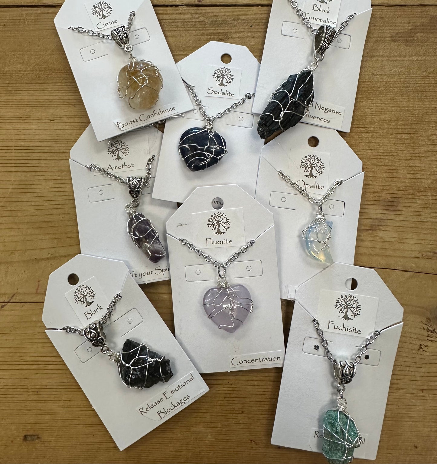 Temperance wrapped crystal necklaces