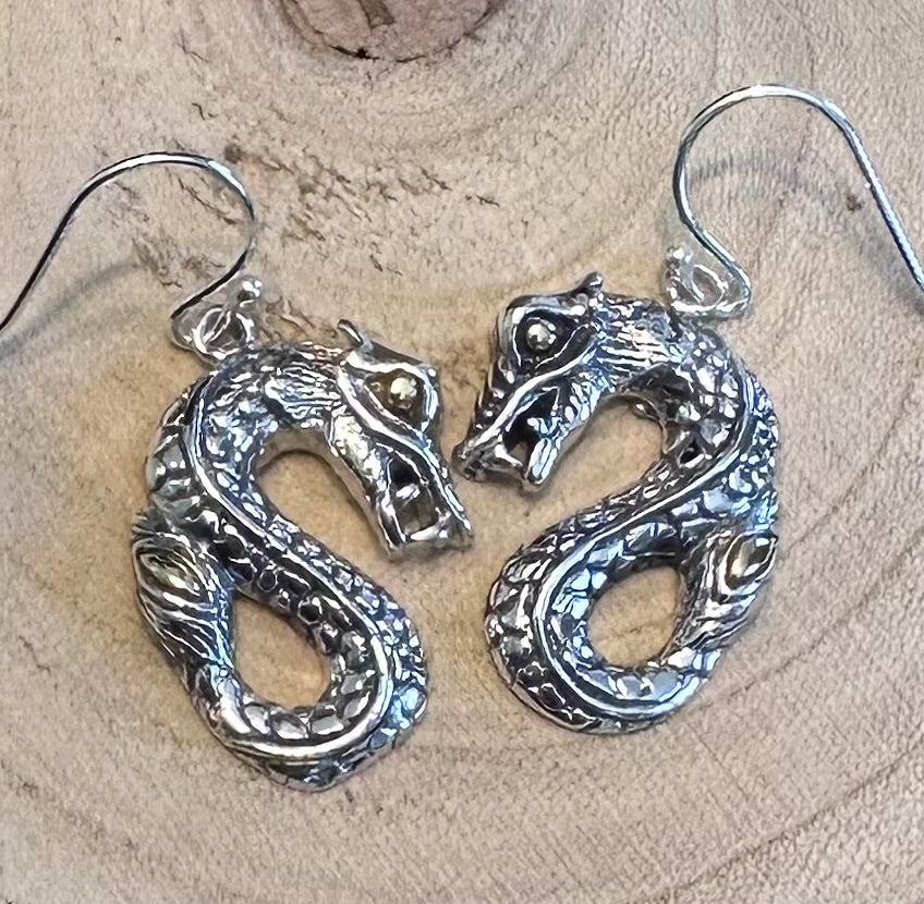 Sterling Silver .925 Dragon Earrings