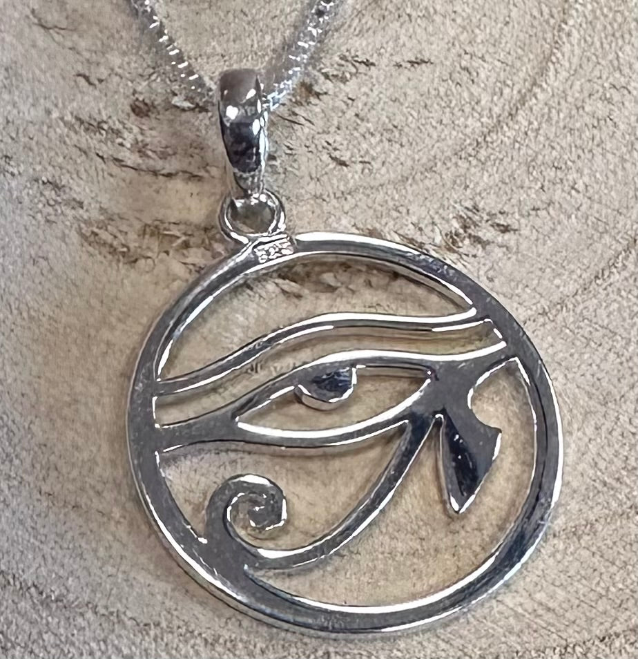 Sterling Silver Eye of Horus Pendant & Necklace