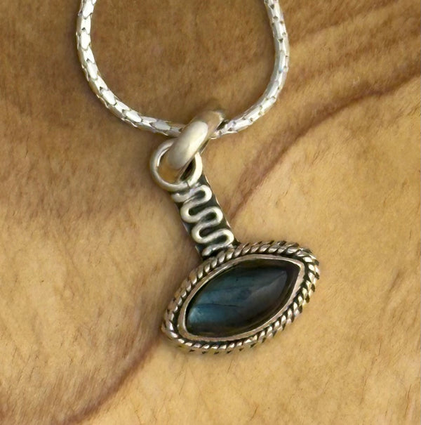 Sterling Silver Snake Eye & Crystal 18” Necklace