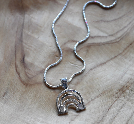 Sterling Silver .925 Sparkly Rainbow Pendant & 18" Chain