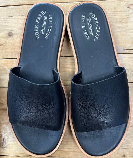 Kork-Ease Black Leather Sandals