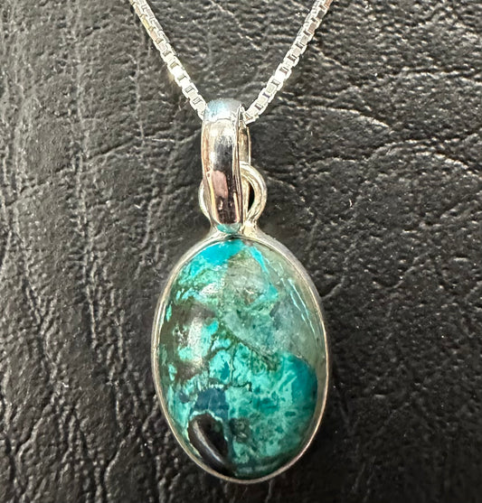 Shattuckite Sterling Silver 18” Necklace